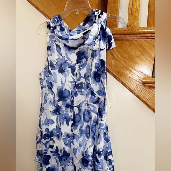 Women’s Formal Dress Plus Size 14W Robbie Bee Floral Tier Hem Tie Halter Chiffon - Picture 5 of 7